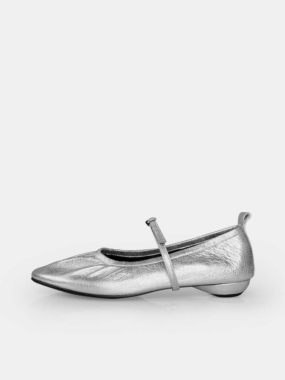 [3day delivery] Mrc061 Shirring Flat Shoes (Silver)